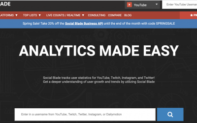 “socialblade” لتحليل قنوات اليوتيوب ومواقع التواصل الإجتماعي